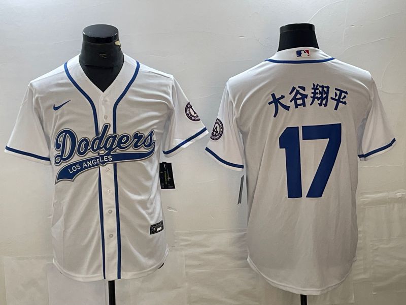 Men Los Angeles Dodgers #17 Ohtani White Nike Game MLB Jersey style 10->los angeles dodgers->MLB Jersey
